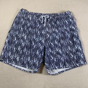 Johnnie O Swim Trunks Shorts Mens XL Blue Wave Print Drawstring Quick Dry Beach